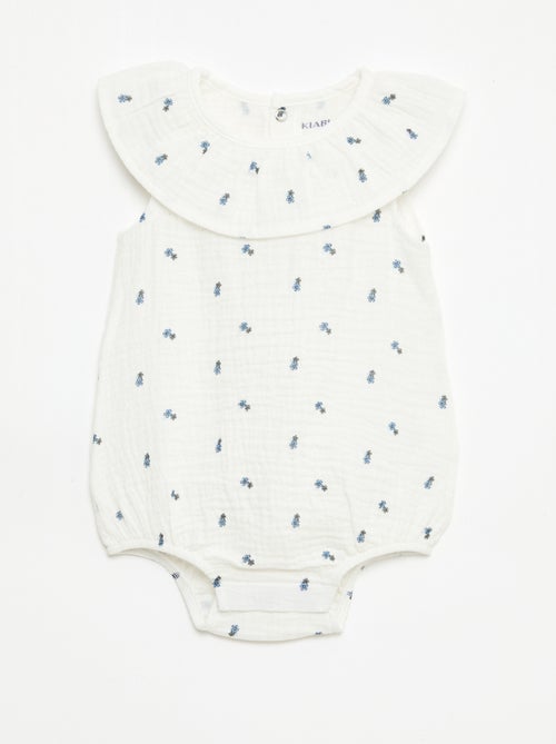 Mouwloze romper van dubbel katoengaas - Kiabi