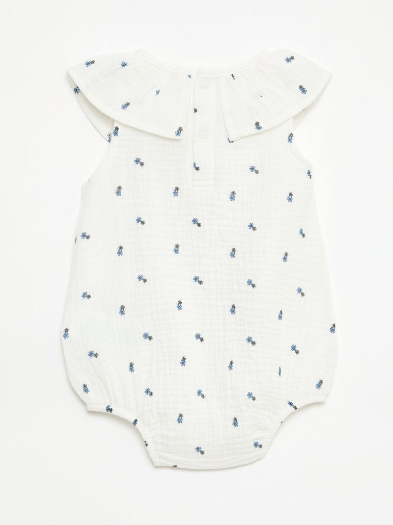 Mouwloze romper van dubbel katoengaas Wit - Kiabi