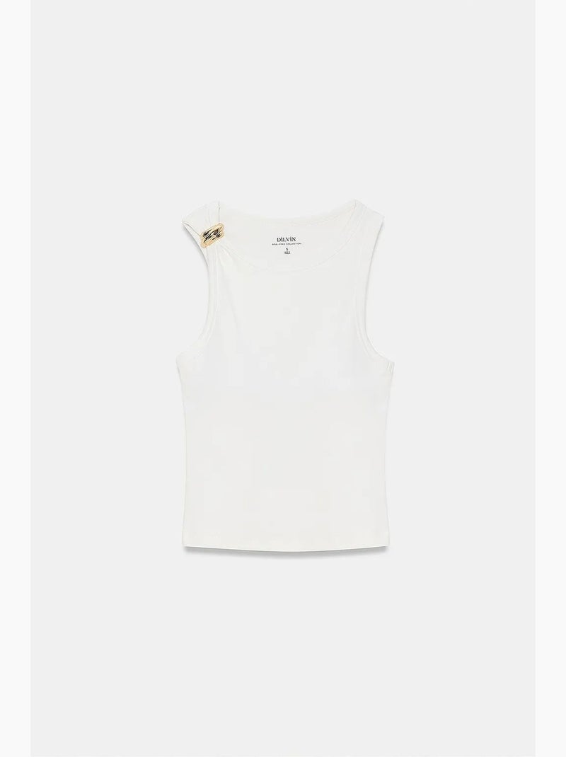 Mouwloze slim-fit cami-blouse dilvin Ivoor - Kiabi