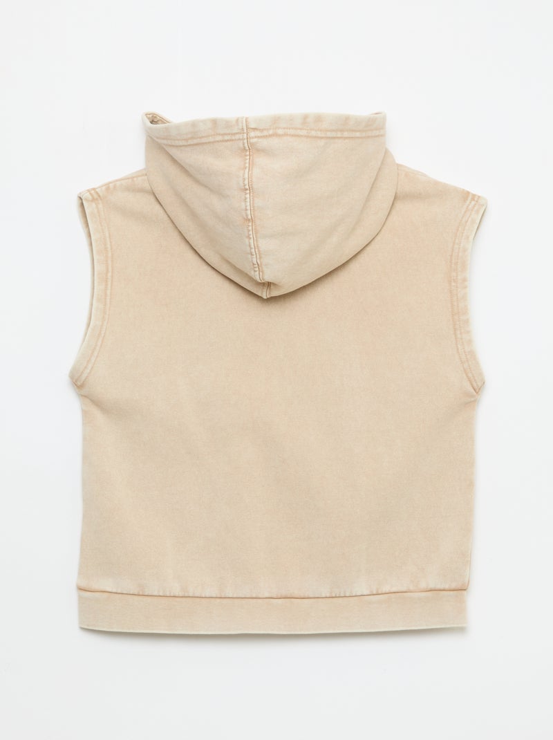 Mouwloze sweater met kap Biege - Kiabi