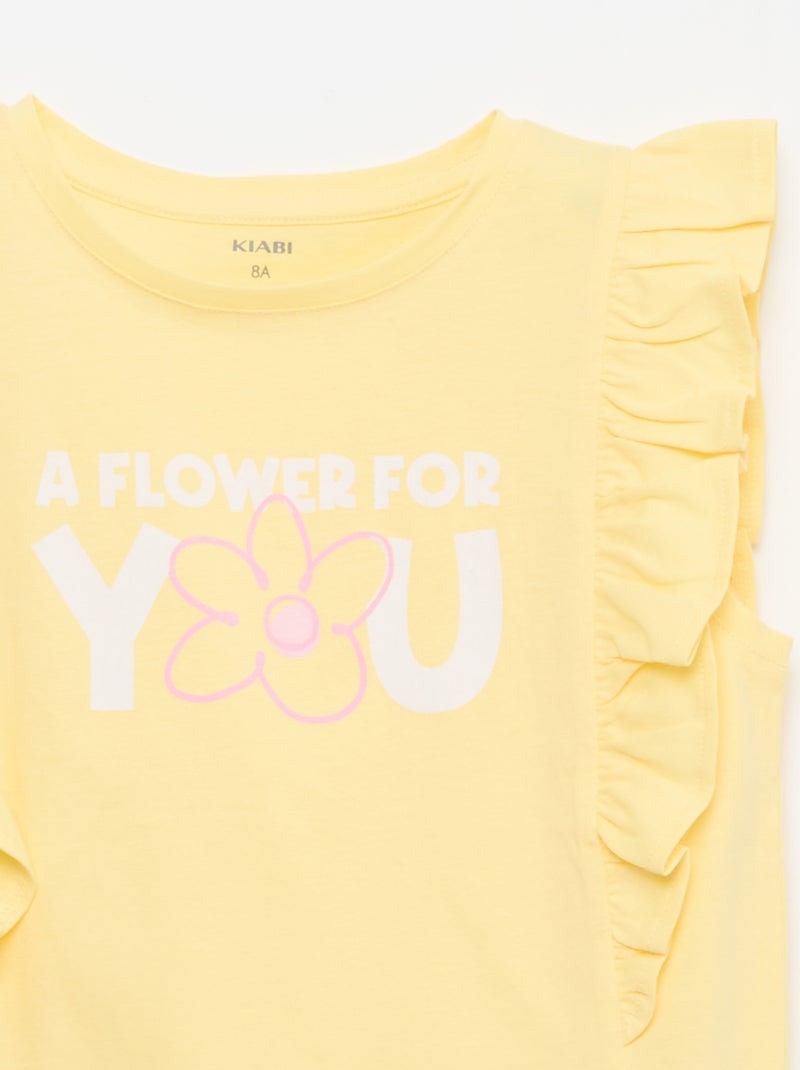 Mouwloze T-shirt met volants Geel - Kiabi
