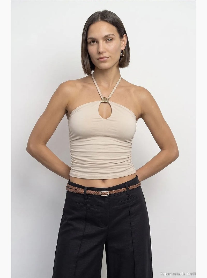Mouwloze top lyocellmix dilvin Klei-beige - Kiabi