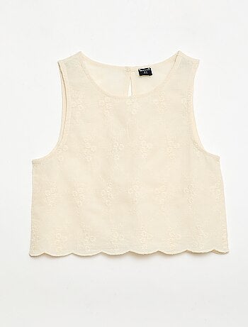 Mouwloze top met all-over borduursels
