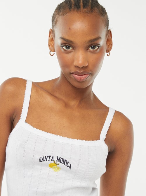 Mouwloze top met fijn ajourmotiefje - Kiabi