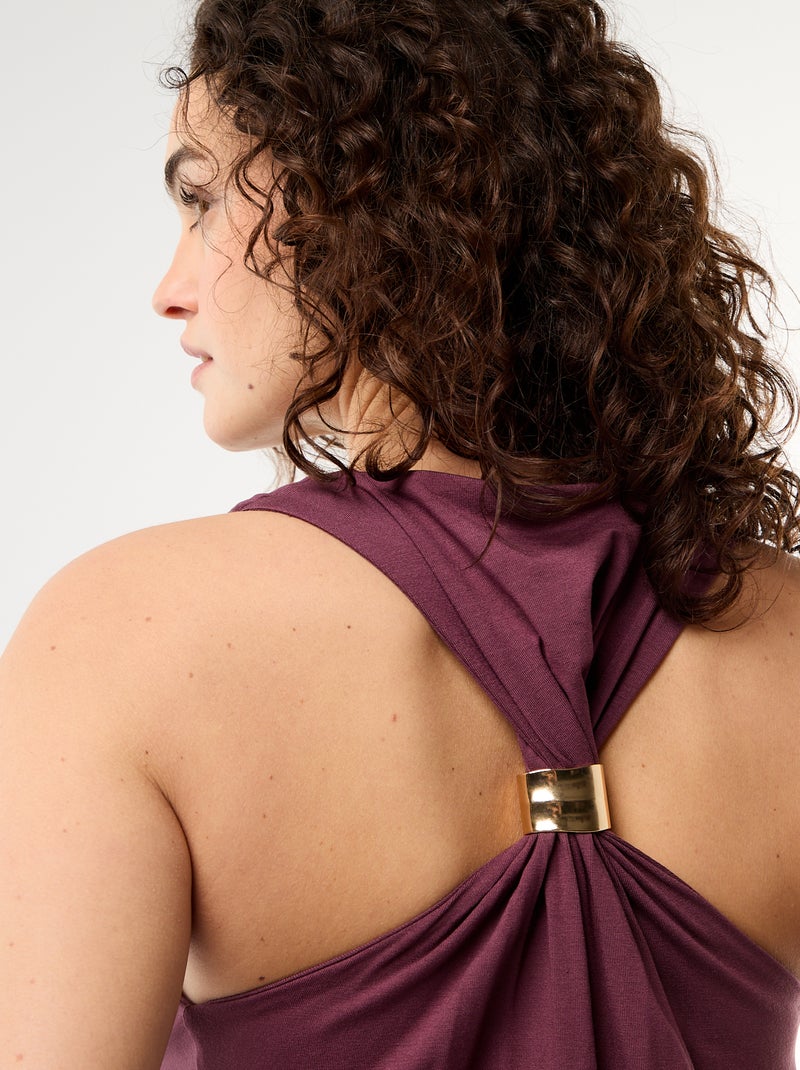 Mouwloze top met gedrapeerde halslijn Paars - Kiabi