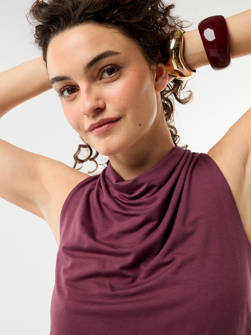 Mouwloze top met gedrapeerde halslijn Paars - Kiabi
