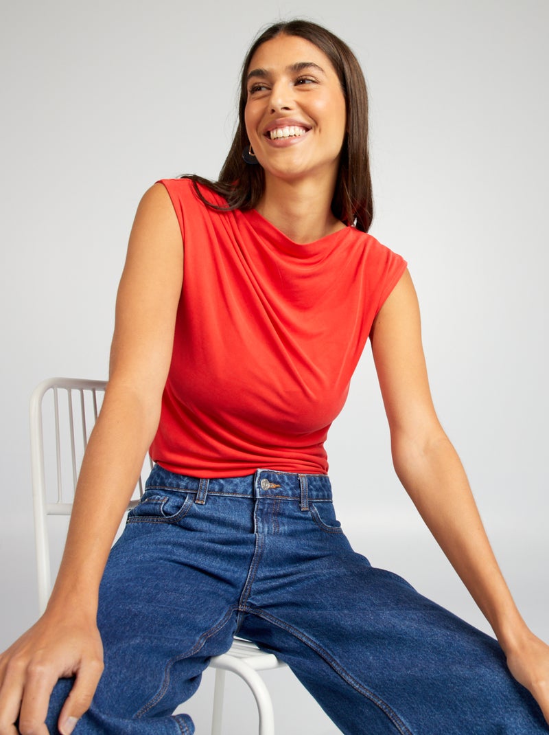Mouwloze top met geplooide schouders ROOD - Kiabi