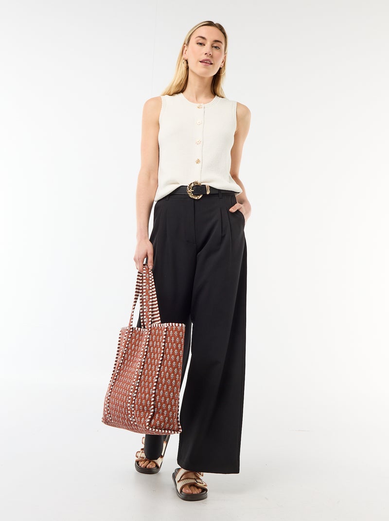 Mouwloze top met goudkleurige knopen Biege - Kiabi