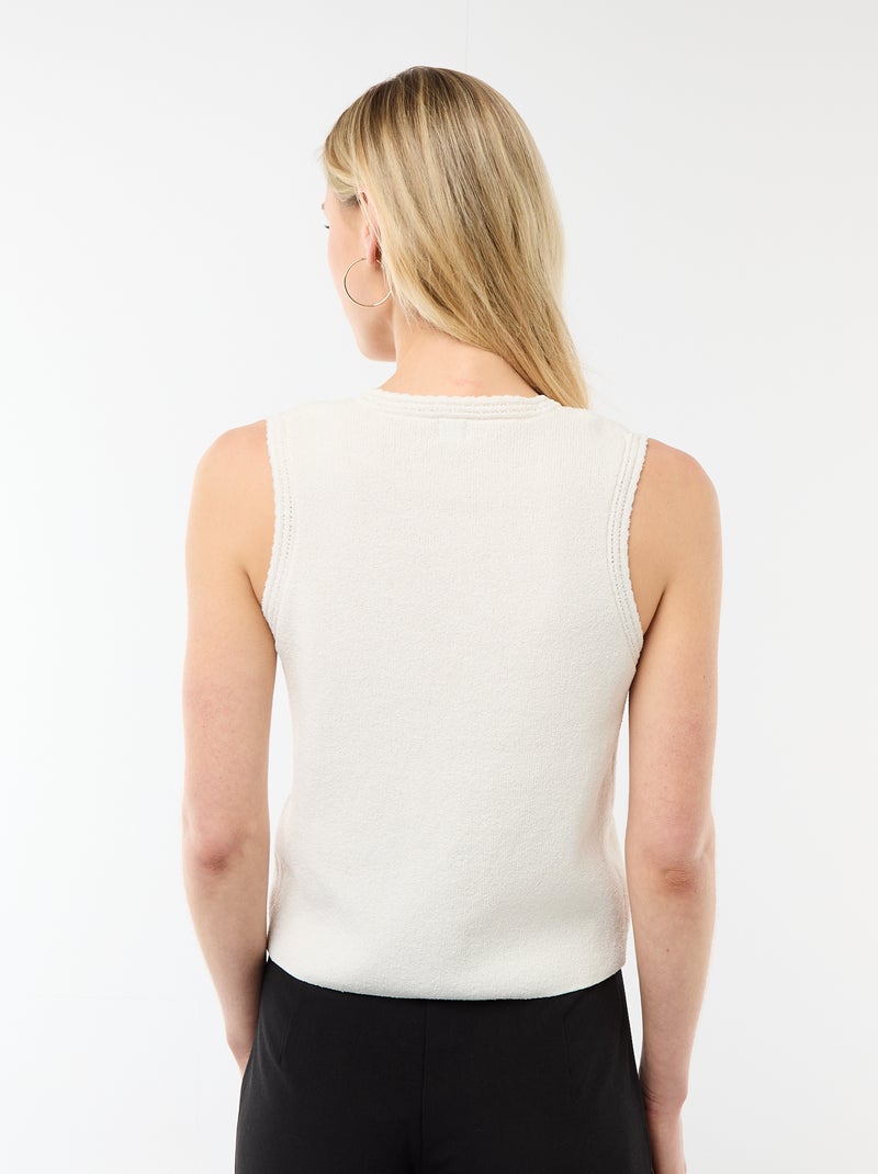 Mouwloze top met goudkleurige knopen Biege - Kiabi