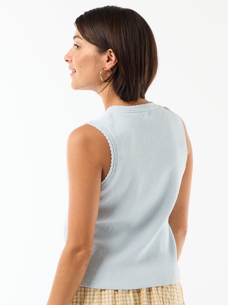 Mouwloze top met goudkleurige knopen Blauw - Kiabi