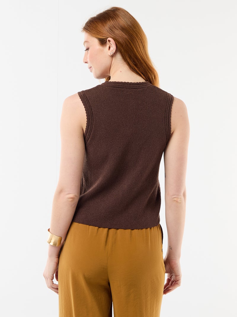 Mouwloze top met goudkleurige knopen Bruin - Kiabi