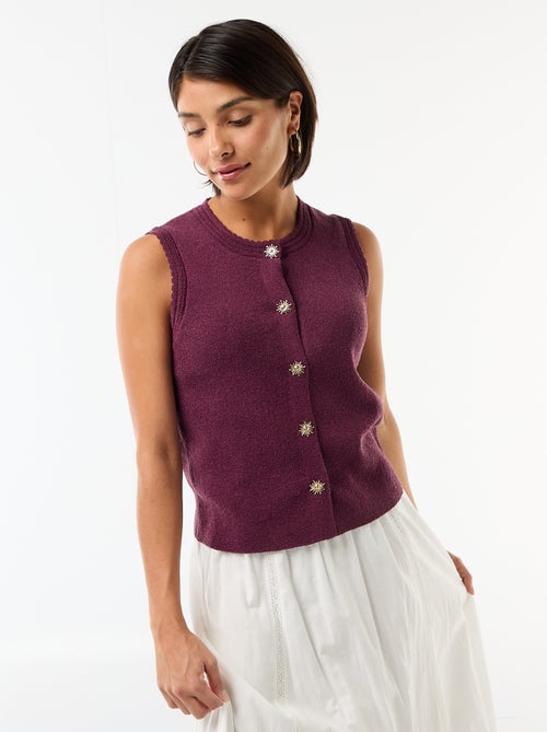 Mouwloze top met goudkleurige knopen - Kiabi