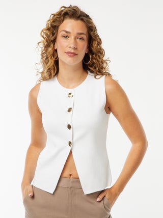 Mouwloze top met goudkleurige knopen