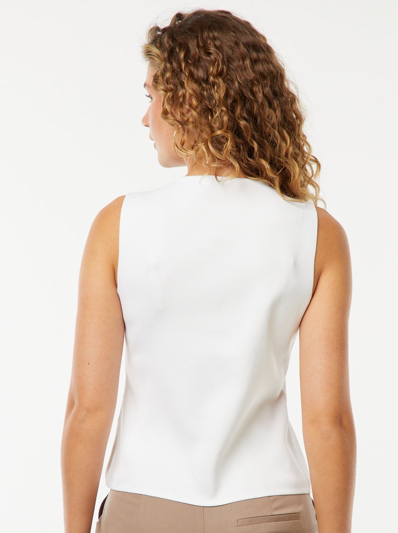 Mouwloze top met goudkleurige knopen wit - Kiabi