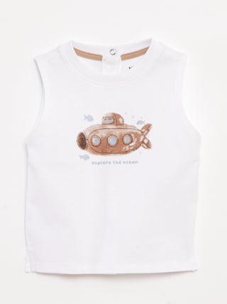 Mouwloze top met onderwaterwereldprint