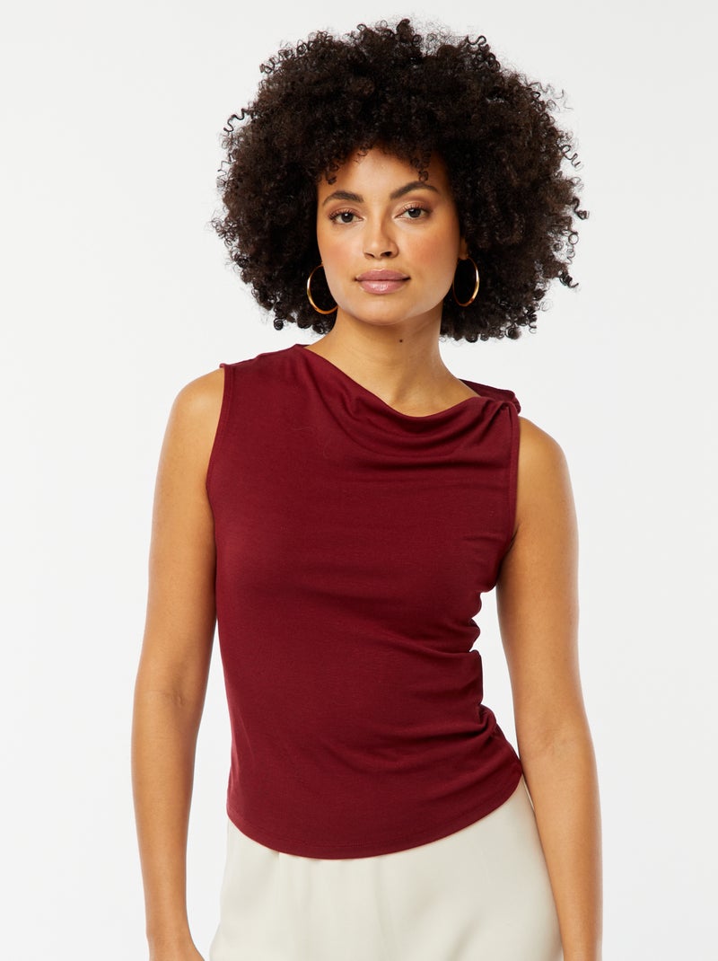 Mouwloze top met rechte kraag ROOD - Kiabi
