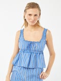 Mouwloze top met rucheboordjes BLAUW - Kiabi