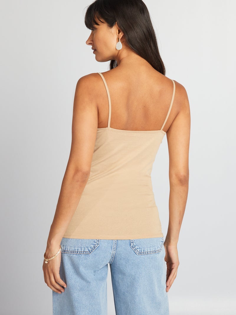 Mouwloze top met smalle bandjes BIEGE - Kiabi