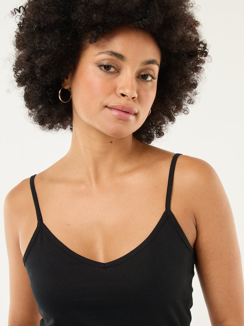 Mouwloze top met smalle bandjes zwart - Kiabi