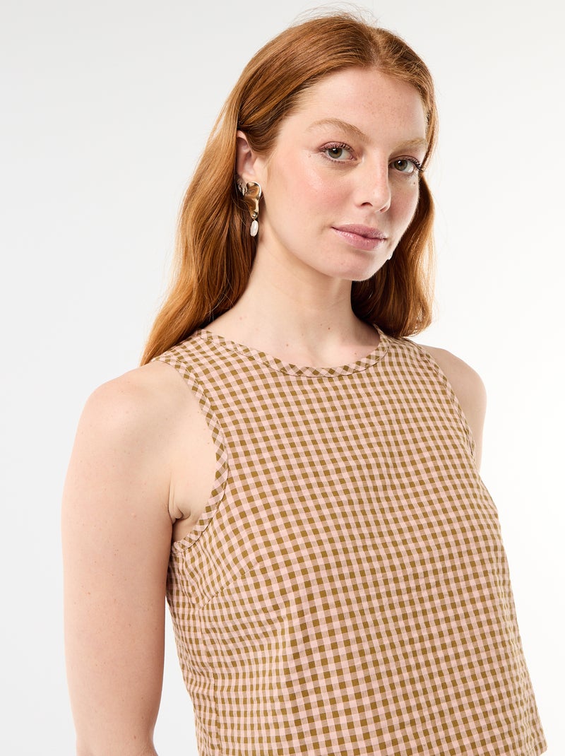 Mouwloze top met Vichyruit Rose - Kiabi