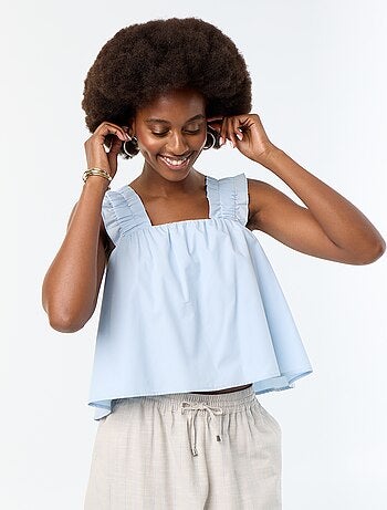 Mouwloze top met volantbandjes