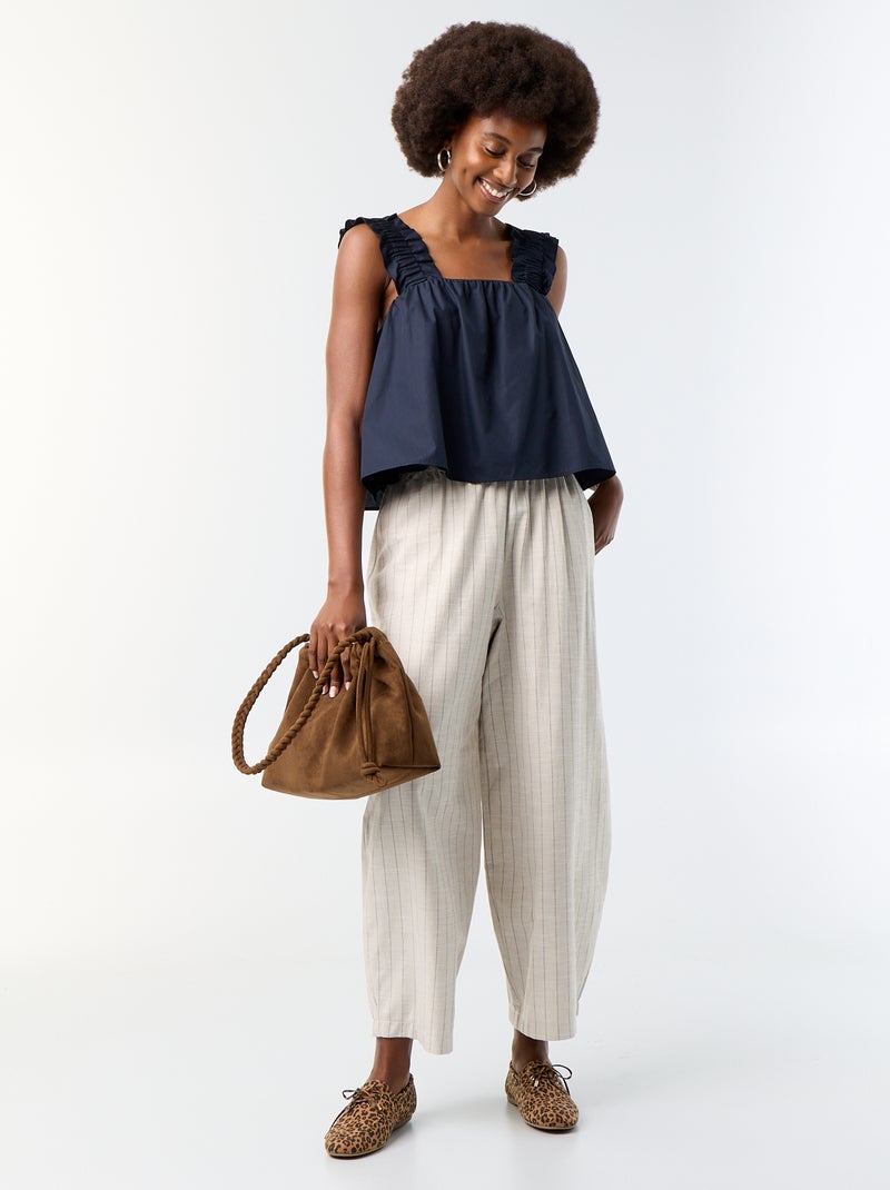 Mouwloze top met volantbandjes Blauw - Kiabi