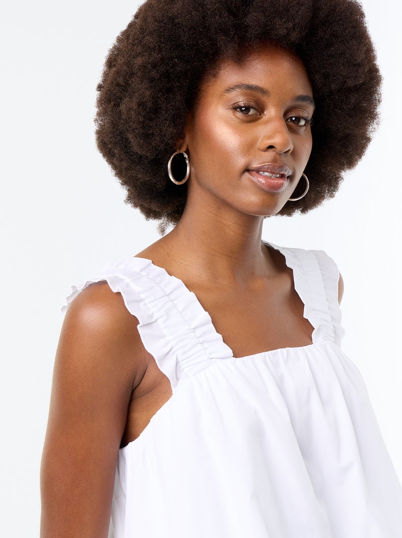 Mouwloze top met volantbandjes Wit - Kiabi
