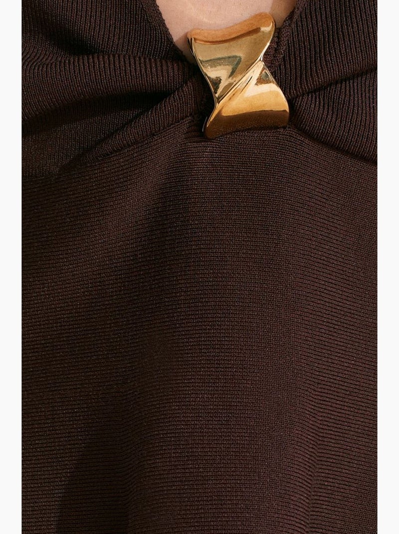 Mouwloze top naadloos halternek peplum dilvin Chocoladebruin - Kiabi