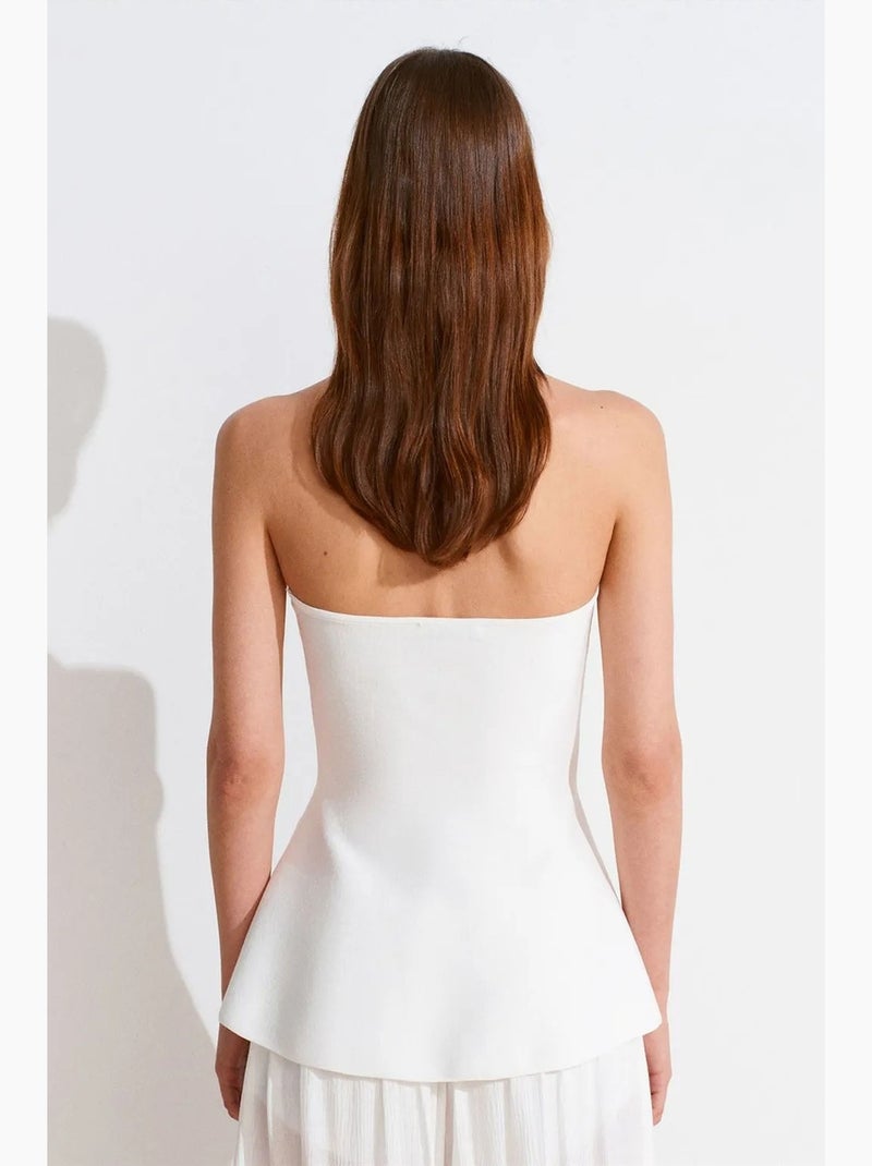 Mouwloze top naadloos halternek peplum dilvin Wit - Kiabi