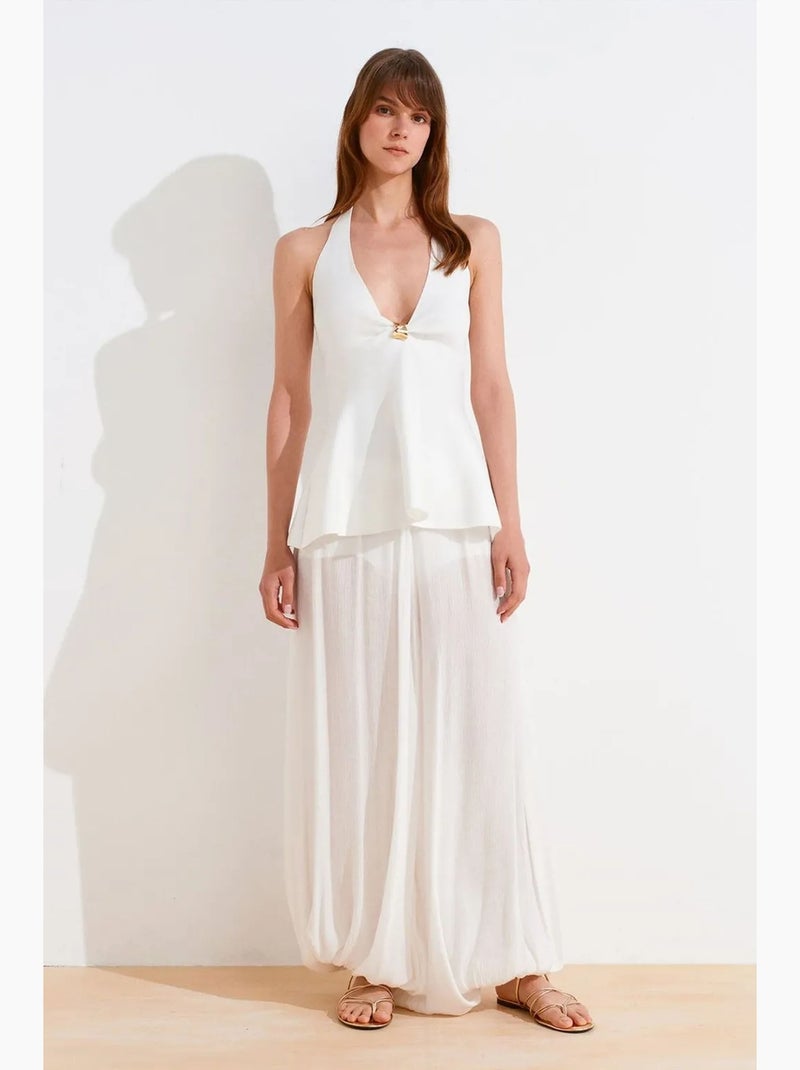Mouwloze top naadloos halternek peplum dilvin Wit - Kiabi