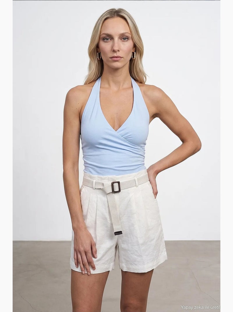Mouwloze top nylon elastaan dilvin Hemelsblauw - Kiabi