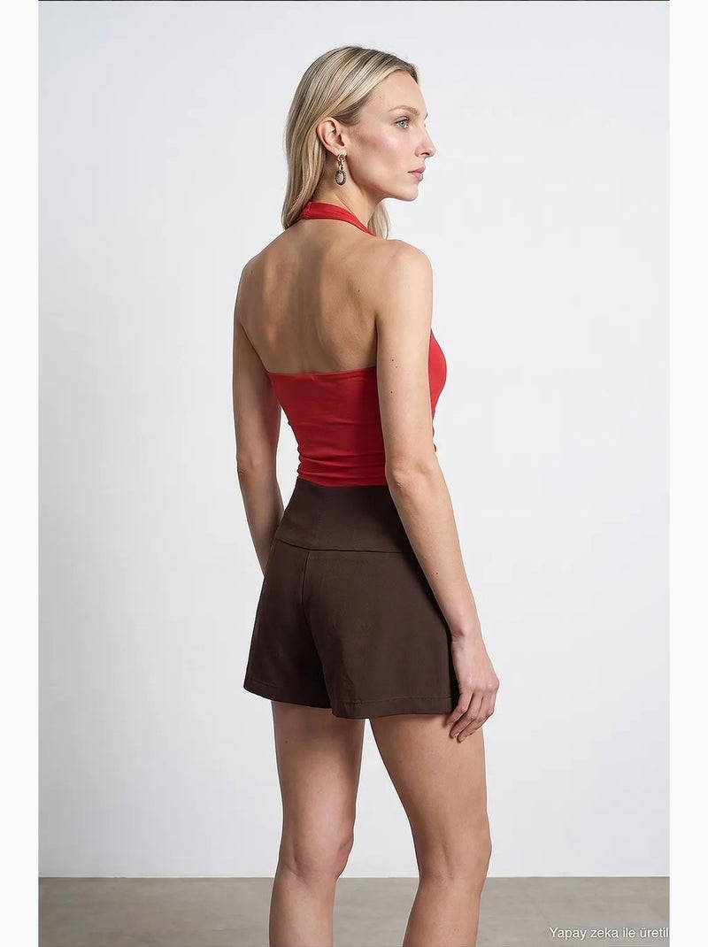 Mouwloze top nylon elastaan dilvin Rood - Kiabi