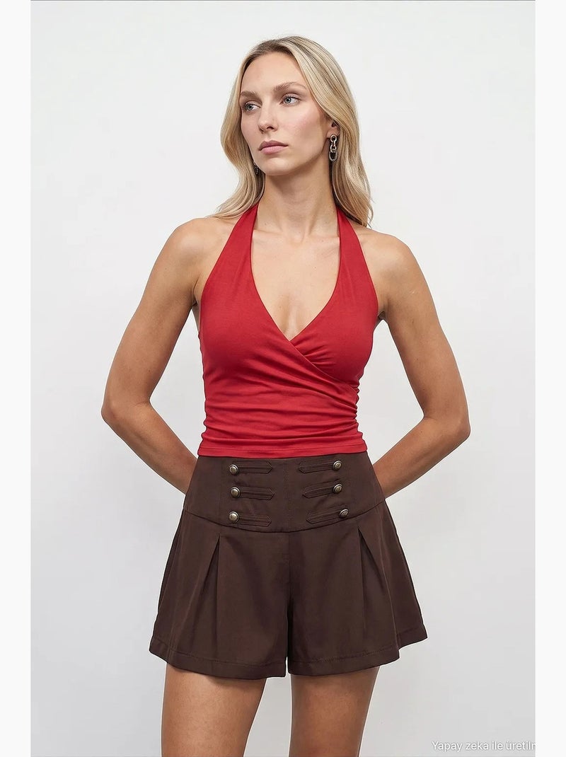 Mouwloze top nylon elastaan dilvin Rood - Kiabi
