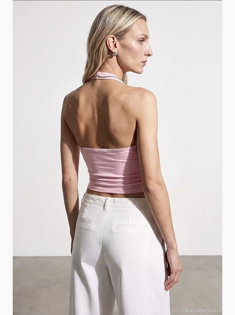 Mouwloze top nylon elastaan dilvin Suikerroze - Kiabi