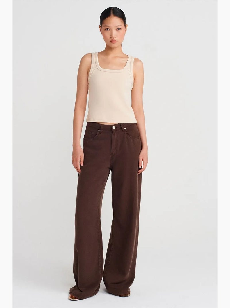 Mouwloze top rib katoen dilvin Klei-beige - Kiabi