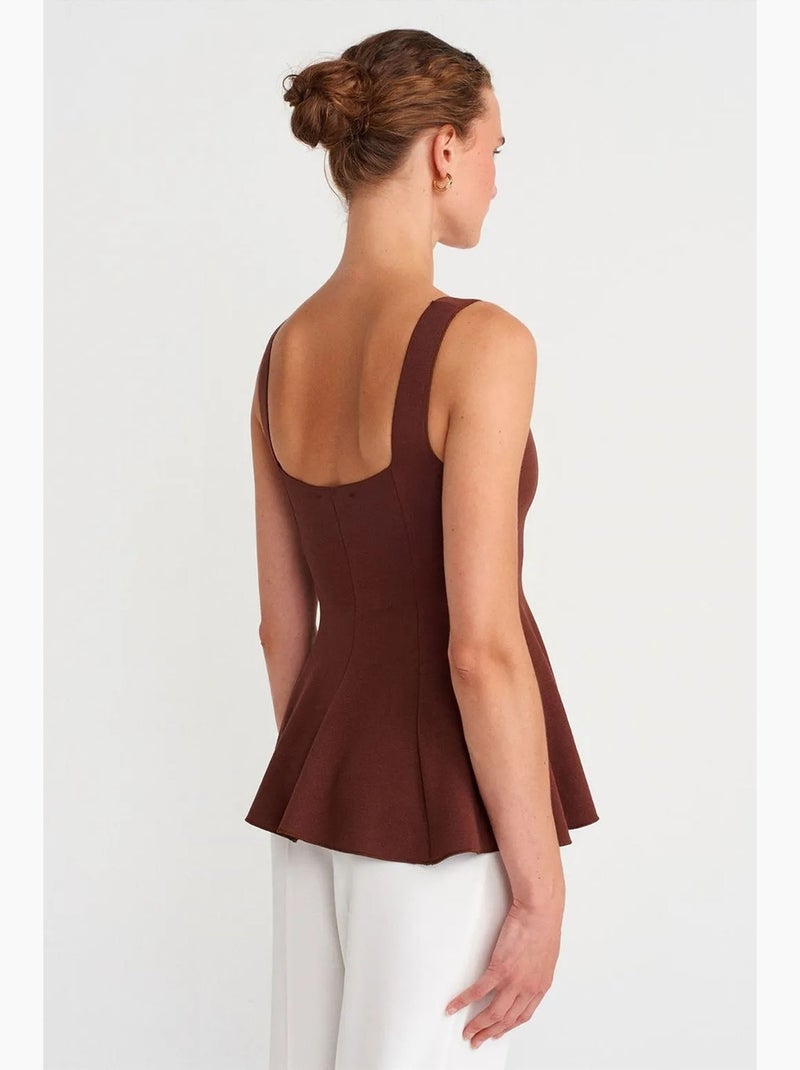 Mouwloze top ribbelstructuur peplum dilvin Bordeauxrood - Kiabi