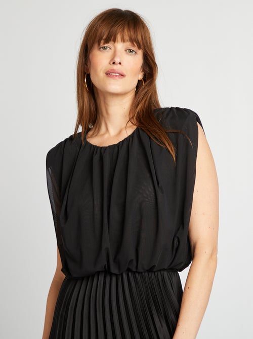 Mouwloze top van dunne plisséstof - Kiabi