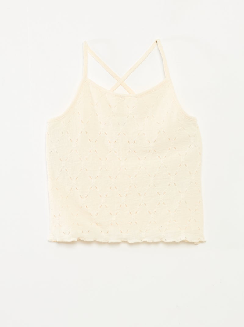 Mouwloze top van fantasietricot met smalle bandjes Wit - Kiabi
