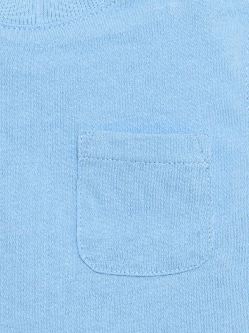 Mouwloze top van katoenen jerseytricot met borstzak Blauw - Kiabi
