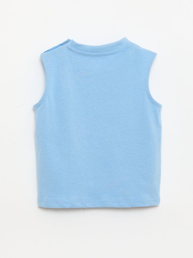 Mouwloze top van katoenen jerseytricot met borstzak Blauw - Kiabi