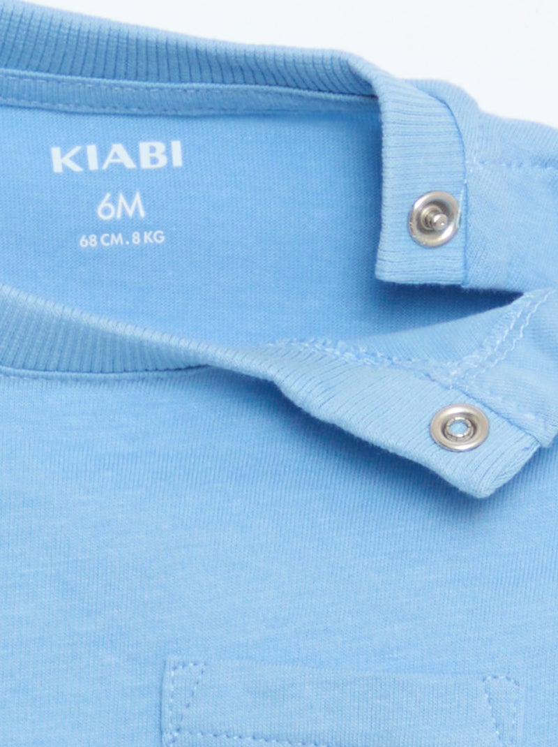 Mouwloze top van katoenen jerseytricot met borstzak Blauw - Kiabi