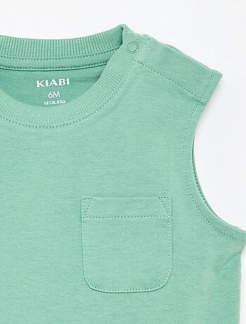 Mouwloze top van katoenen jerseytricot met borstzak