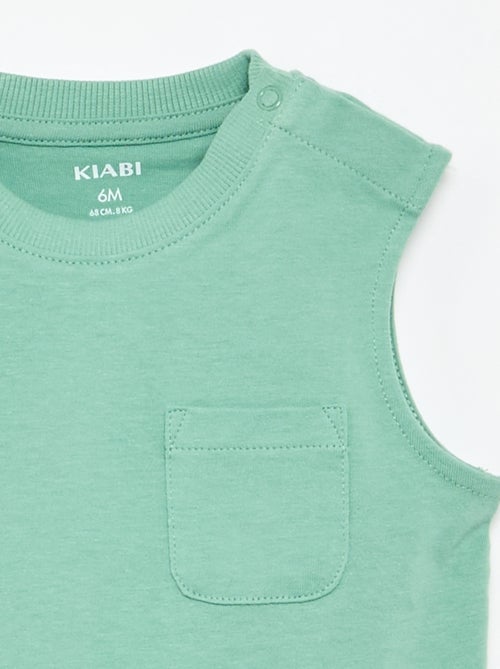 Mouwloze top van katoenen jerseytricot met borstzak - Kiabi