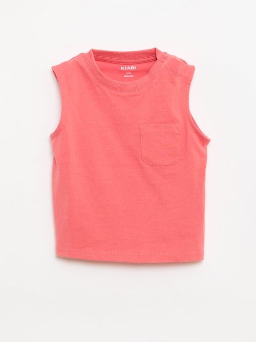 Mouwloze top van katoenen jerseytricot met borstzak - Kiabi