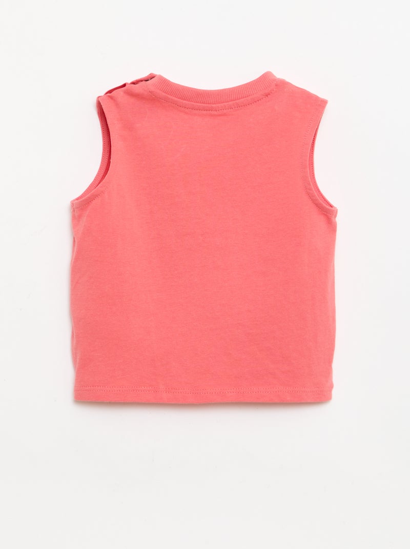 Mouwloze top van katoenen jerseytricot met borstzak Oranje - Kiabi