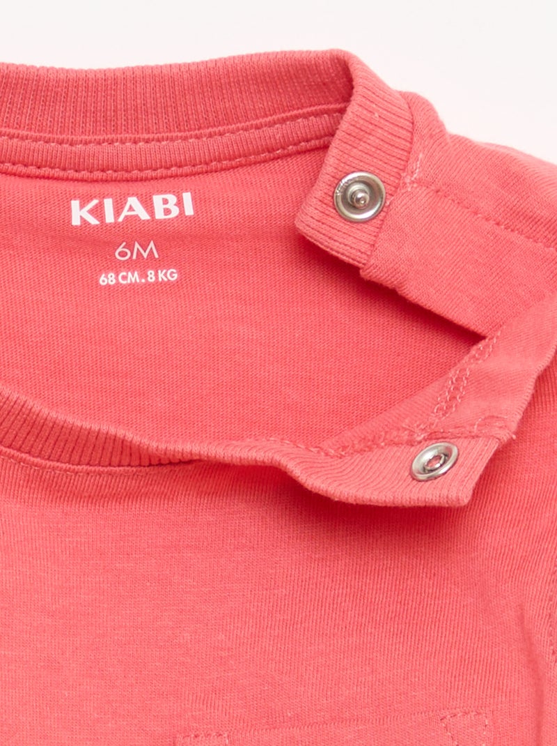 Mouwloze top van katoenen jerseytricot met borstzak Oranje - Kiabi