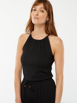 Mouwloze top van wafeltricot met verstelbare schouderbandjes