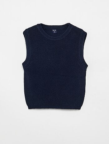 Mouwloze tricot trui