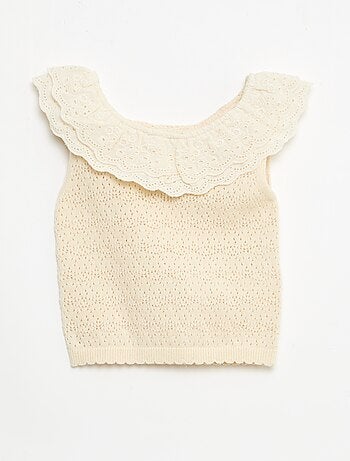 Mouwloze tricot trui