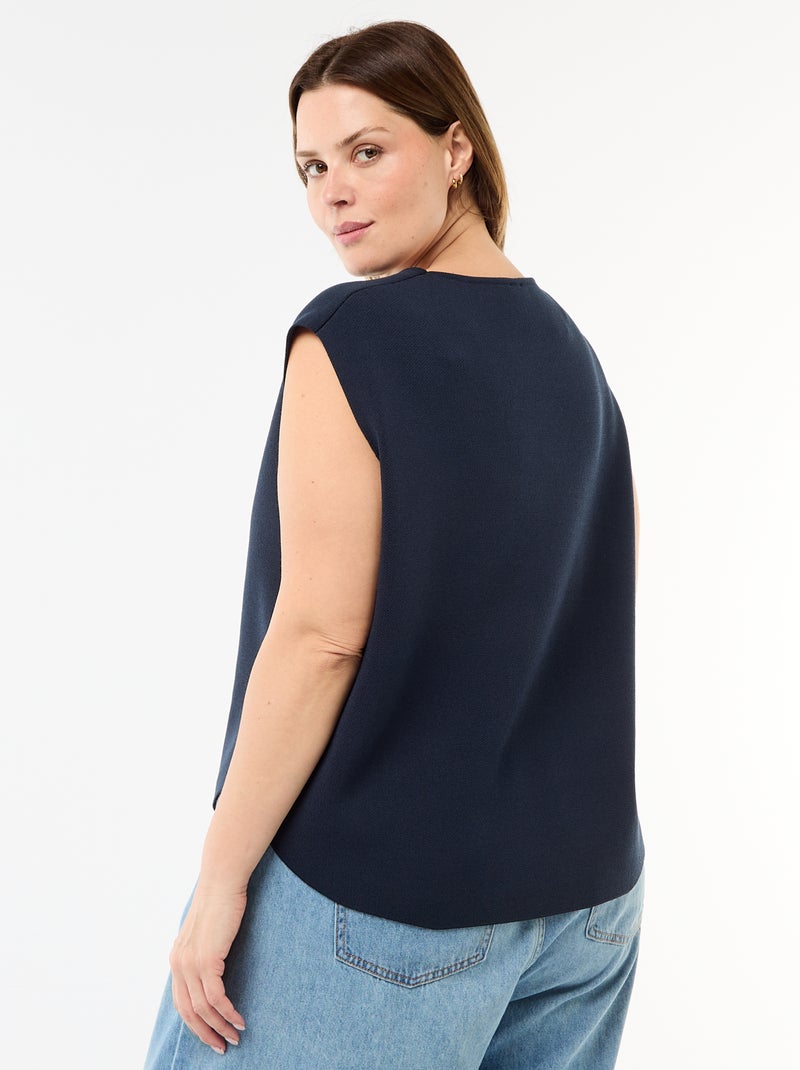 Mouwloze trui met goudkleurige knopen aan de zijkant Blauw - Kiabi